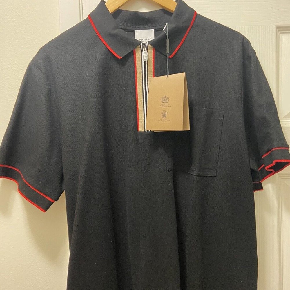 Burberry Men’s XL Waltham Check Zip Up Polo New With Tags Regular Fit MSRP $650
